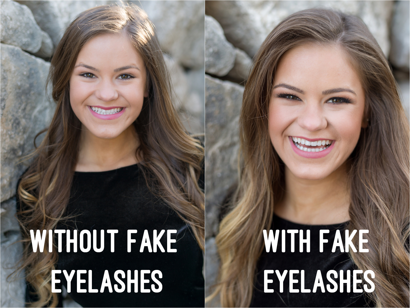 fake eyelashes before and after